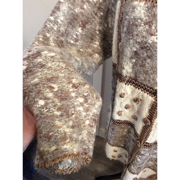 Wool Blend vintage button up cardigan Crochet Angela Baraldio M/L - Picture 6 of 8
